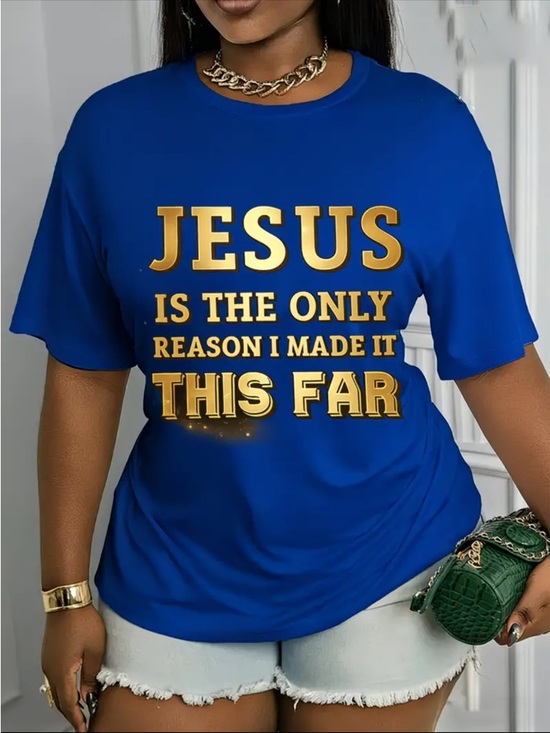 Tops - Faith Statement Graphic Tee - Royal Blue